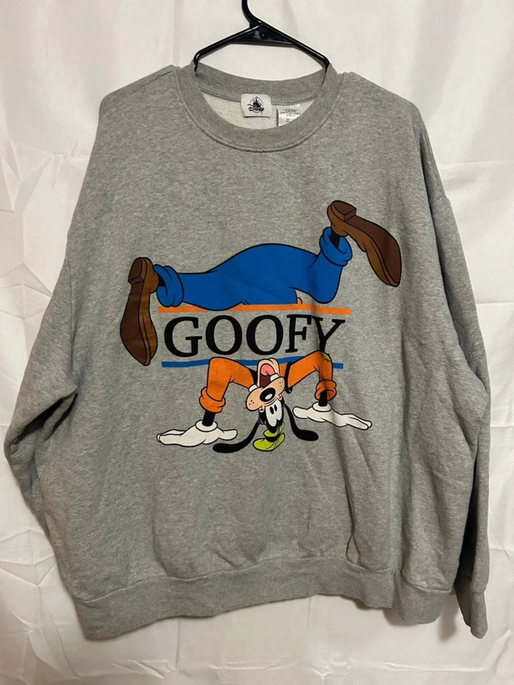 Disney Goofy Sweatshirt 3XL Gray Graphic Crewneck Cartoon Oversized - Picture 1 of 6